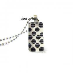 Dark Brown Polka Dots Rectangle Glass Tile Pendant